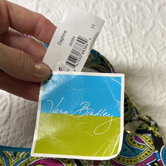 ⭐️Vera Bradley Daphne silk handbag nwt purple blue paisley knotted handle - Picture 6 of 12